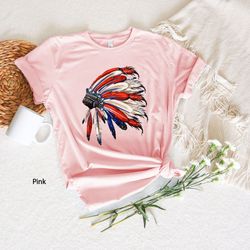 Native American Headdress T-Shirt, Live Wild and Free Tee, Native American Unisex T-Shirt, Native American Gift, Valenti