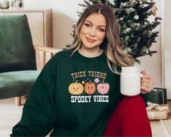 Thick Thighs Spooky Vibes Sweatshirt, Spooky Season Sweatshirt, Funny Halloween Sweater, Spooky Thighs Sweat,Pumpkin Swe