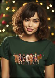 Funny Cow Shirt,Farm Christmas Shirt, Womens Cow Shirt,,Christmas Highland Cow Shirt, Cow Lover Gift, Cute Cow T-shirt,