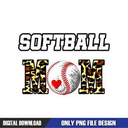Softball Mom Leopard Retro Mother Day Clipart PNG
