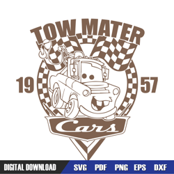 Disney Checkered Cars Racing Tow Mater Est 1957 SVG, Disney SVG ,Mickey Mouse Disney, Svg Designs, Digital Download File