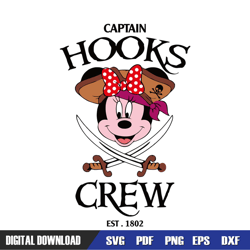 Minnie Head Captain Hooks Crew Est 1802 SVG, Disney SVG ,Disney Mickey SVG ,Digital Download
