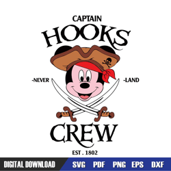Mickey Head Captain Hooks Crew Est 1802 SVG, Disney SVG ,Disney Mickey SVG ,Digital Download