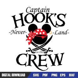 Captain Hooks Neverland Crew SVG, Disney SVG ,Disney Mickey SVG ,Digital Download