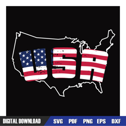 American Flag USA Map SVG,Independence Day, 4th of July SVG, Digital Download