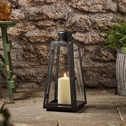 Lights4fun, Inc. 15.8" Black Metal Solar Powered LED Fully Weatherproof Outdoor Light Garden & Patio Flameless Candle La