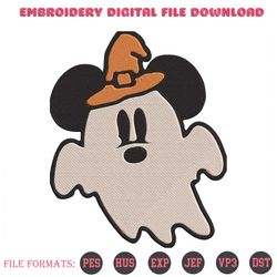 cute mickey ghost witch hat embroidery designs file