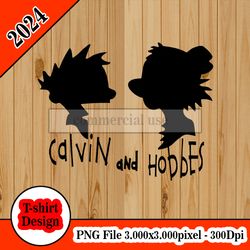 Calvin and Hobbes silhouette tshirt design PNG higt quality 300dpi digital file instant download