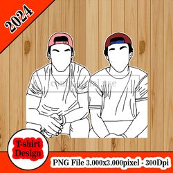 Dolan twins stencil coloured hat tshirt design PNG higt quality 300dpi digital file instant download