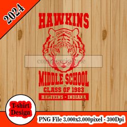 Hawkins Middle School red tshirt design PNG higt quality 300dpi digital file instant download