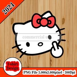 hello kitty middle finger tshirt design PNG higt quality 300dpi digital file instant download