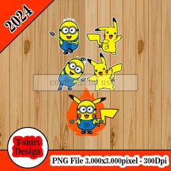 pikachu minion fusion Pikaminion tshirt design PNG higt quality 300dpi digital file instant download