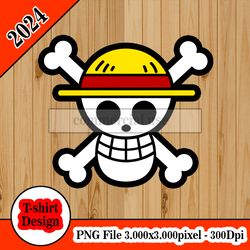 Straw Hat Pirates one piece tshirt design PNG higt quality 300dpi digital file instant download