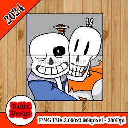 Undertale - Papyrus and Sans Selfie tshirt design PNG higt quality 300dpi digital file instant download