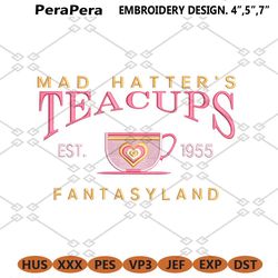 mad hatters tea party machine embroidery design
