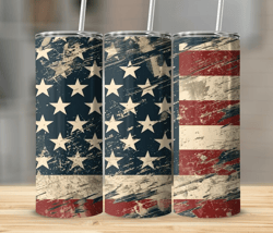 rustic american flag tumbler, patriotic insulated travel cup, vintage usa flag print, military support gift
