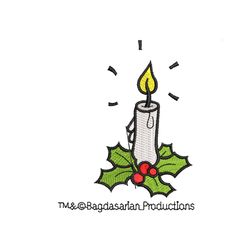 christmas candle embroidery ,png
