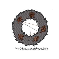 black christmas acorns wreath embroidery png