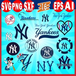 New York Yankees Bundle SVG, New York Yankees SVG, MLB SVG PNG DXF EPS Digital File