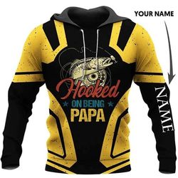fishing hooked on being papa hoodie 3d, personal all over print hoodie unisex