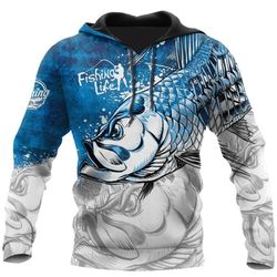 Fishing Life Draw Hungry Fish Hoodie 3D, Personal All Over Print Hoodie Unisex