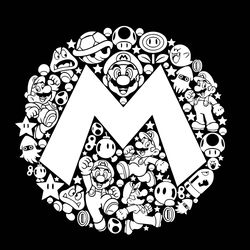 Super Mario M Circle Icon Emblem Mosaic Style Mario Kart SVG PNG Clipart Digital Download Sublimation Cricut Cut File