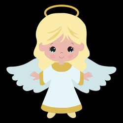 INSTANT Download. Cute girly angel svg cut files and clip art. Digital stamp. Coloring page. Personal and commercial