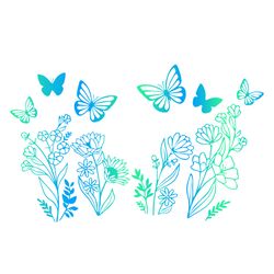 Butterfly Floral Full Wrap Svg, Starbucks Svg, Coffee Ring Svg, Cold Cup Svg