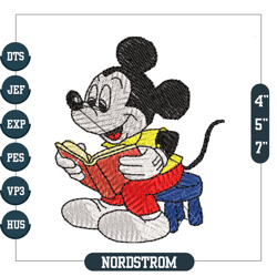 Mickey Reading Book Embroidery