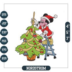 Santa Mickey Mouse Christmas Tree Embroidery Png
