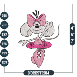 Ballerina Pink Mouse Diddlina Embroidery, Embroidery Machine Files