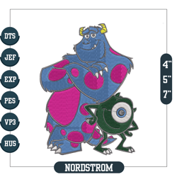 Mike and Sulley Monster University Embroidery, Embroidery Machine Files