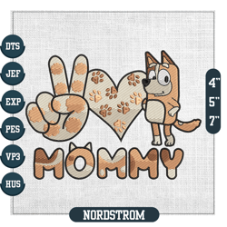 Mommy Peace Love Dog Bluey Heeler Embroidery ,Embroidery Files, Digital Embroidery Design