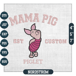 Mama Pig Piglet Est Personalized Year Embroidery,Embroidery Files, Digital Embroidery Design