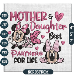 Mother And Daughter Best Partners For Life Minnie Mouse Embroidery ,Embroidery Files, Digital Embroidery Design