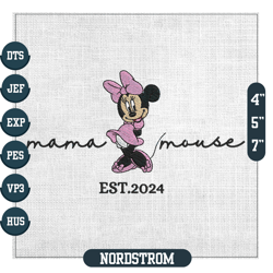 Mama Mouse Disney Minnie Mother Day Est 2024 Embroidery ,Embroidery Files, Digital Embroidery