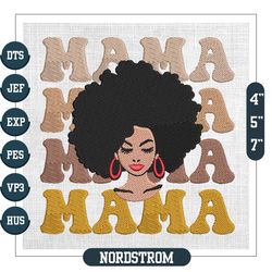 Black Girl Mama Mother Day Embroidery Design