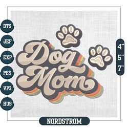 Dog Mom Retro Rainbow Mother Day Paws Embroidery
