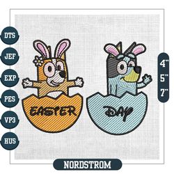 Easter Day Eggs Hatch Bluey And Bingo Bunny Embroidery