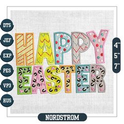 Happy Easter Leopard Print Eggs Doodle Embroidery
