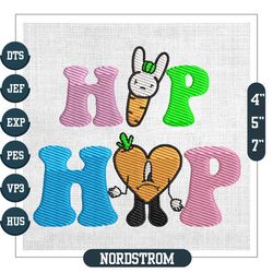 Hip Hop Bad Heart Easter Day Bunny Carrot Embroidery