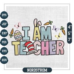 i am teacher easter bunny the cat in the hat embroidery