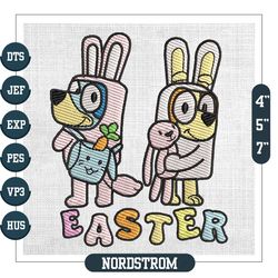 Easter Bunny Rabbit Bluey And Bingo Egg Hunting Embroidery