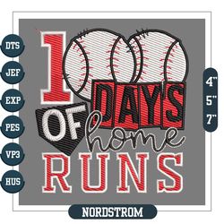 100 Days Of Home Runs Sport Baseball School Day Embroidery