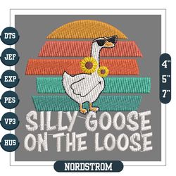Silly Goose On The Loose Retro Cool Duck Embroidery