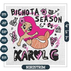 Karol G Pink Hair Mermaid Bichota Season Embroidery