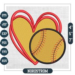 Love Softball Heart Sport Embroidery Design