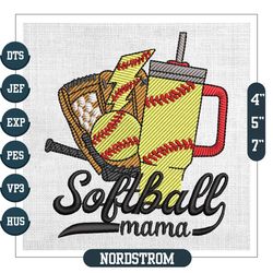 Softball Mama Sport Stanley Cup Embroidery Design