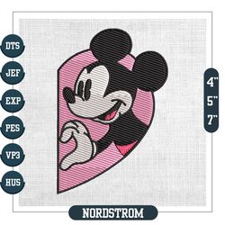 Mickey Mouse Valentine Day Heart Hand Couple Matching Embroidery
