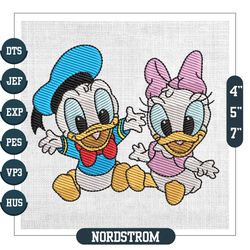 Chibi Donald Daisy Duck Valentine Couple Matching Embroidery